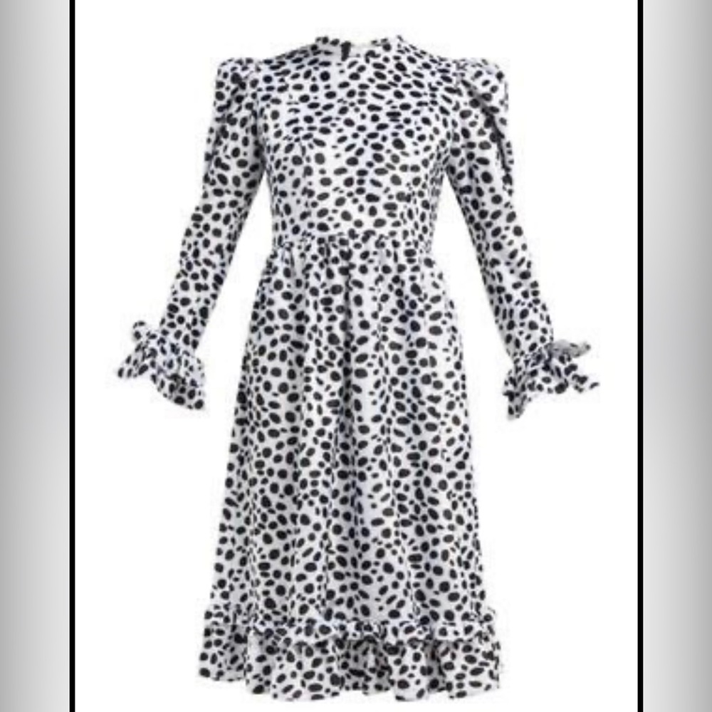 Batsheva Dalmatian Print Velvet Dress